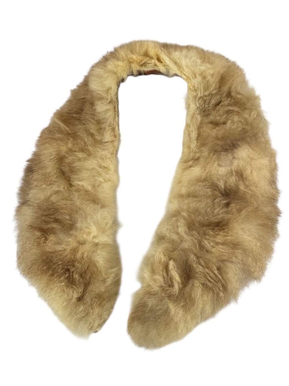 Vintage Genuine Fur Collar Scarf Blonde Beige Stole Wrap Trim Quilted Lining 38"